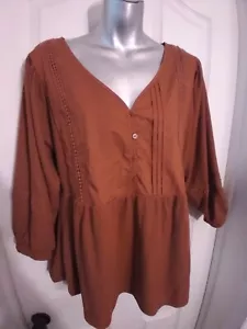 Sharagano New York Rust Boho Top Shirt Size M NWT - Picture 1 of 4
