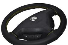 FOR VAUXHALL ASTRA MK4 98-04 BLACK LEATHER STEERING WHEEL COVER YELLOW STITCH