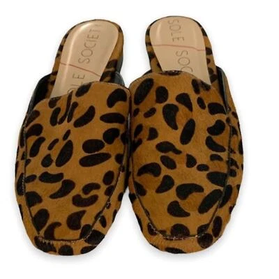 Sole society Bedford Leopard print calf hair Mule Slide shoe‎ flats Size 6 - Image 1 of 4