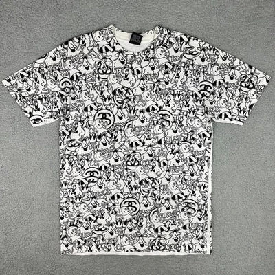 Camisa Stussy Hombres Mediana M Blanca Negra Pinta Logo AOP Camiseta T De Colección Y2K 2 Foto 1 de 4