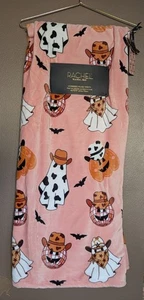 COWBOY HALLOWEEN BLANKET PINK WESTERN DISCO GHOST FUN DRESS-UP Rachel Ray 60X70 - Picture 1 of 7