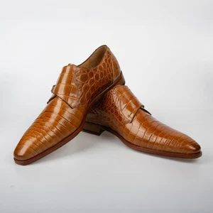 Scarpe nuove senza scatola $3050 ZLOCCI marrone doppio cinturino monaco COCCODRILLO 9UK / 10US / 43EU - Foto 1 di 14