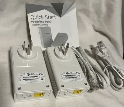 New, NETGEAR PL1000-100PAS Powerline 1000 Network Extenders 2 Pack, White. - Image 1 of 4