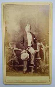 CDV Boy Rustic Fence Great Backdrop by Lambert Weston & Son, Dover & Folkestone - Picture 1 of 2