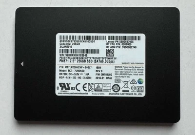 Samsung 256GB 6GBPS SATA 2.5" SSD OPAL MZ7LN256HCHP-000L7 Lenovo 00KT009 - Imagem 1 de 2
