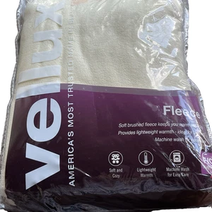 Vellux Microfleece King Blanket Full Queen Winter White Ivory Polyester 90 x 90" - Picture 1 of 5
