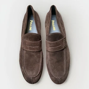 Pollini Suede Loafer Brown Size EU45 UK11 Made In Italy RRP £190 - Picture 1 of 8