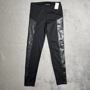 Trouve Nordstrom Womens Pants NWT Black Pull On Leggings Faux Leather Size L - Picture 1 of 9