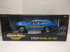 Ertl #33962 - 1969 Shelby GT-500 - Blue w/Gold Side Stripe 1/18 Scale Diecast - Picture 1 of 1