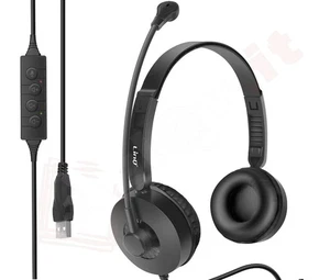 Cuffie USB con microfono Cablate Stereo Computer call center Audio Mac Tablet - Foto 1 di 3