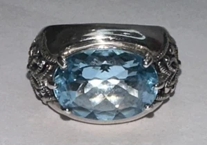 Vintage 925 Sterling Silber Ring Aquamarin Blau - Bild 1 von 4