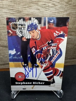 1991-92 Pro Set - Stephane Richer #122 In-Person ON-CARD AUTO - Image 1 of 2