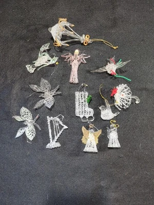 11 закрученных стеклянных рождественских украшений Silvestri ангелы птицы - Изображение 1 из 4