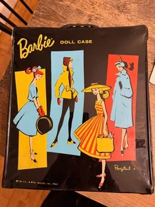 Vintage 1961 Barbie Pferdeschwanz Puppenkoffer Vinyl schwarzer Griff, für Puppe & Kleidung - Bild 1 von 11