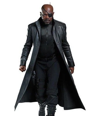 Mens Long Black Leather Trench Coat Matrix Style Duster Jacket Nick Fury Cosplay - Image 1 of 4