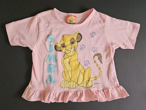 Vtg Disney Lion King Shirt Top Girl Sz 6 Pink Short Sleeve Simba USA Made Ruffle - Picture 1 of 8