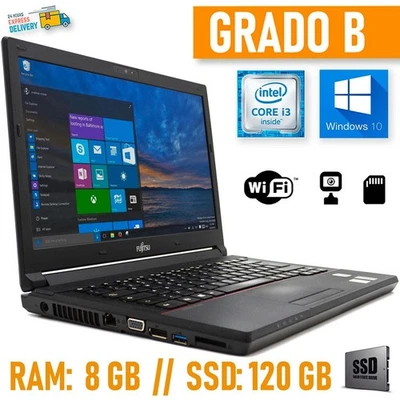 NOTEBOOK FUJITSU E544 i3 WIN 10 PRO 8GB 120GB COMPUTER PC PORTATILE AZIENDALE - Bild 1 von 4