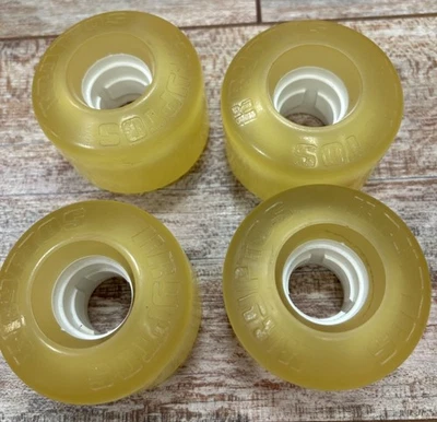 Винтажный 1980-х Kryptos скейтборд колеса набор из 4 See-thru желтовато-коричневый Kryptonics новый из старых запасов - Изображение 1 из 4