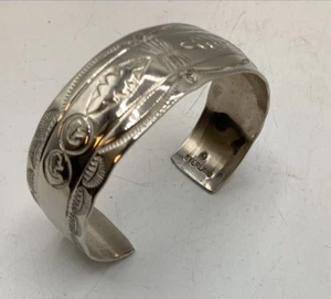Vintage Sterling Cuff Bracelet-Hopi Native American Artist J. Quiyo-Bufalo - 26g - Picture 1 of 6