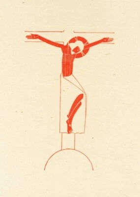 Crucifix Eric Gill 1917 Religious Woodcut Art Print to Frame - Image 1 of 2