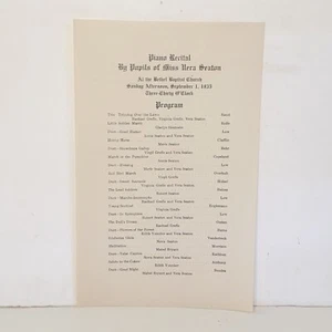 1935 Playbill Piano Recital Program Bethel Baptist Church Sharpsburg Illinois - Picture 1 of 8