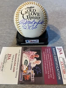 JESSE BARFIELD AUTOGRAPH RAWLINGS GOLD GLOVE BASEBALL JSA AX31388 - Picture 1 of 2