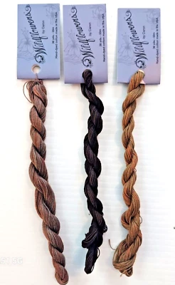 Caron Wildflowers Hand Dyed Cotton Thread Lot of 3 - Cedar, Black Forest, Spice - Image 1 of 4