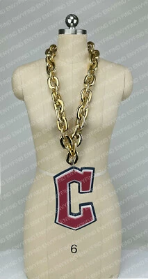 New MLB CLEVELAND GUARDIANS BACKS Jumbo Big GOLD Fan Chain Necklace Foam MI USA - Image 1 of 3