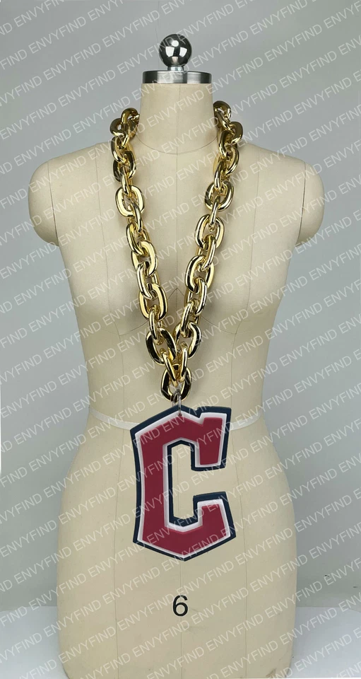New MLB CLEVELAND GUARDIANS BACKS Jumbo Big GOLD Fan Chain Necklace Foam MI USA - Image 1 of 3