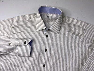 Oxxford Clothes Dress Shirt Striped Shirt Cotton Men's Custom Made - Image 1 of 4