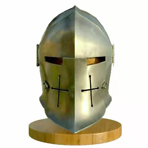 Rüstungshelm mittelalterlich tragbar Templer Kreuzfahrer Ritter griechischer Krieg spartanisches Kreuz - Bild 1 von 3