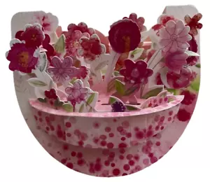 Pink Flower Bouquette Garden Botanical 3D Greeting Card Pop-Up y Rock Popnrock - Imagen 1 de 3