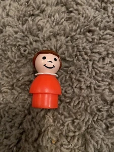 Fisher Price Little People Vintage Brown Hair School Girl in Orange Red - Picture 1 of 1