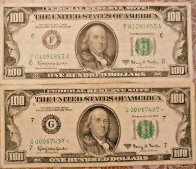 1963-A $100 United States Federal Reserve Notes: Lot of Two (One Star Note) - Image 1 of 2