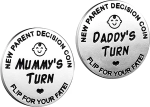 Funny Decision Coin for New Parents,Gifts for Mum Dad,Newborn Baby Gifts,Flip Co - Picture 1 of 12