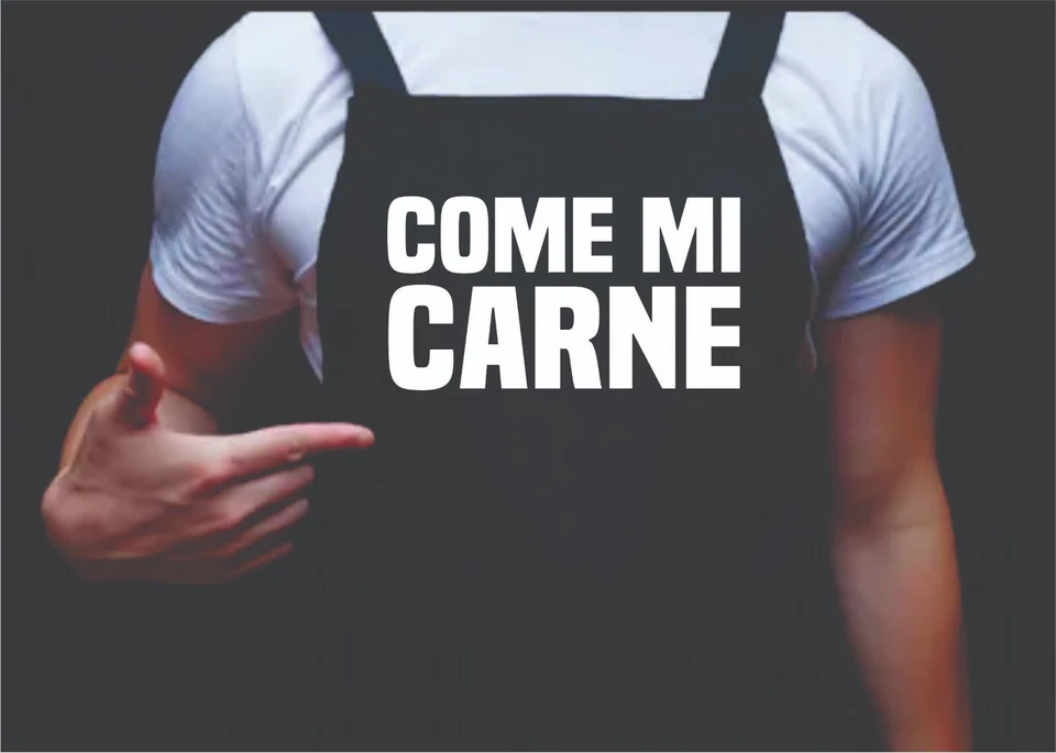 Avental masculino Come Mi Carne avental engraçado para churrasco, avental masculino para grelhar  - Imagem 1 de 1