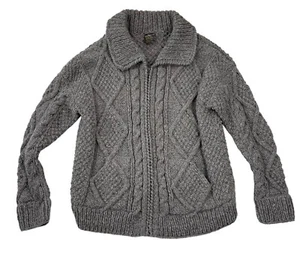 Andes Native Roots Cardigan Sweater Chunky Cable Knit Shawl Collar Llama Wool L - Picture 1 of 9