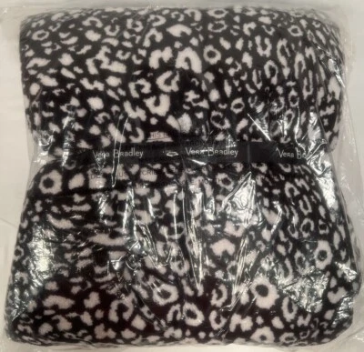 NEW Vera Bradley Camocat Throw Blanket Plush Leopard Print Spots Black White Cat - Image 1 of 3