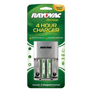 Rayovac 4 Position AA/AAA 4hr. Charger +2 AA Batteries(Package Slightly Damaged)
