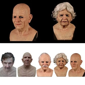Halloween Cosplay Ball Props Mask Headgear Old Man Grandpa Simulation Latex Mask - Picture 1 of 17