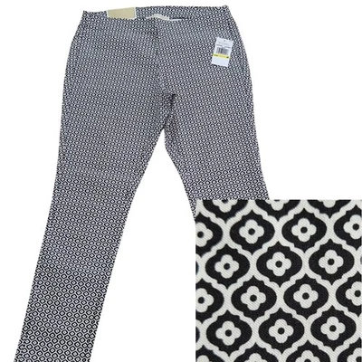 NWT Michael Kors Black White Print Super Skinny Ankle Pull On High-Rise Pants M - Image 1 of 4