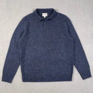 J. Suéter Polo Crew Lana Cepillada Para Hombres L Azul Pacífico Brezo Shetland Lujo - Imagen 1 de 7