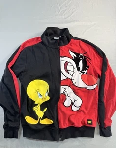 Rara giacca con cappuccio zip Looney Tunes Tweety & Sylvester vintage anni 90 taglia media - Foto 1 di 8