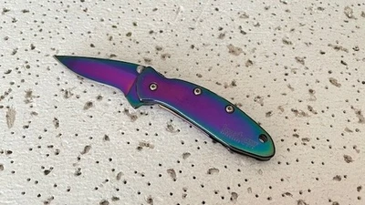 1600VIB Kershaw Folding Pocket Knife Chive Rainbow KenOnion Design A/O Linerlock - Image 1 of 4
