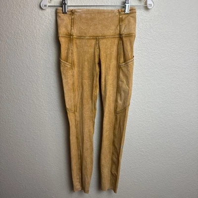 Leggings para mujer Lululemon amarillos tinte rápido gratis bronce especiado talla 4 Foto 1 de 4