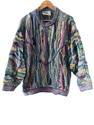 VINTAGE 90s COOGI STYLE 3D ABSTRACT  HIPHOP SWEATER  KNITWEAR - Image 1 of 4