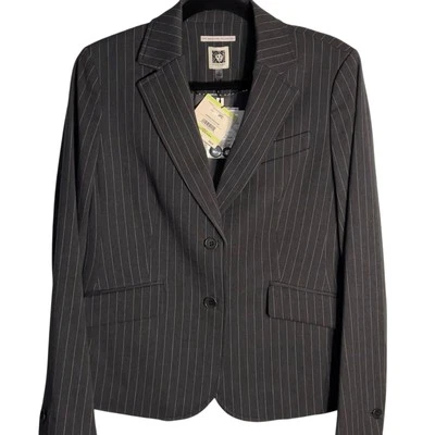 NWT Anne Klein Executive Collection Pinstripe Blazer Jacket Charcoal Size 4 - Image 1 of 4