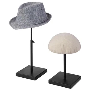 Black Metal Dome Hat Holder Rack,Adjustable Tabletop Wig Display Stand Set of 2 - Picture 1 of 7