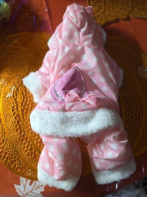 Pet coat In pink and white polka dot dog winter - Image 1 of 4