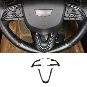Real Carbon Fiber Steering Wheel Sheet Cover Trim 3PC For Cadillac XT4 2019-2022 - Bild 1 von 6
